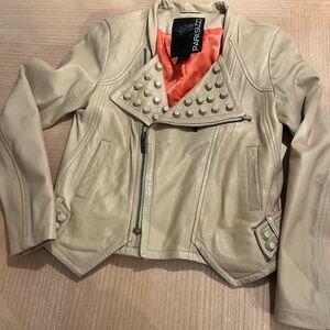Parasuco Beige Leather Studded Jacket